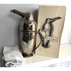 Vintage Restoration Hardware Penguin Cocktail Shaker Stainless Steel w Box